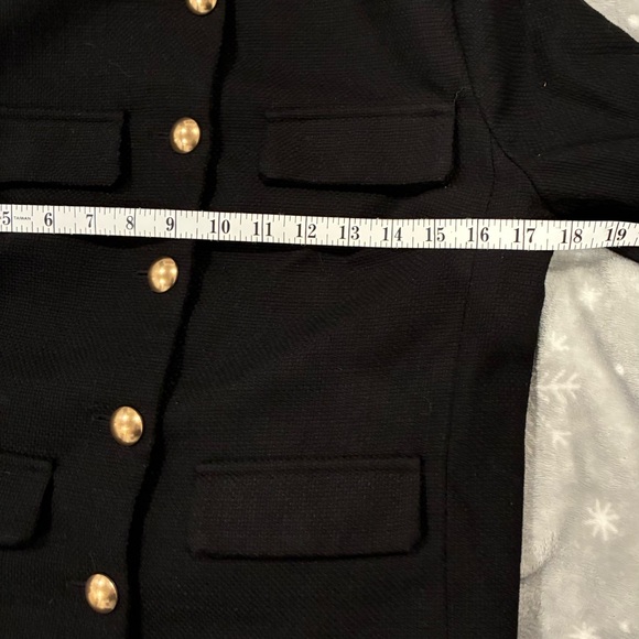 A New Day Womens Black Tweed Cropped Ladies Jacket Gold Button Pockets XS NWT - Picture 6 of 7
